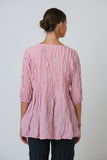 Selma Crinkle Cotton Top - Pink & White