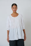 Selma Crinkle Cotton Top - Pink & White