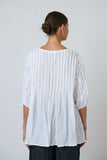 Selma Crinkle Cotton Top - Pink & White