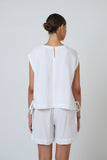 Freya Cropped Crinkle Tank - White