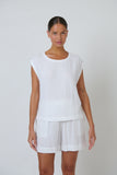 Freya Cropped Crinkle Tank - White