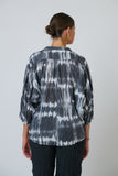 Varley Crinkle Cotton Blouse - White & Grey