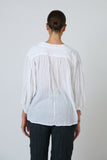 Varley Crinkle Cotton Blouse - White & Grey