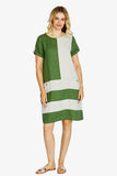 Carrie Colour Blok Dress - Agave & Desert