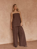 Bellie Embroidered Pant - Chocolate