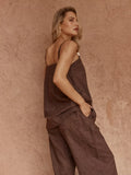 Bellie Embroidered Pant - Chocolate
