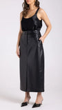 Leah Leather Skirt - Black & Camel