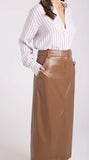 Leah Leather Skirt - Black & Camel