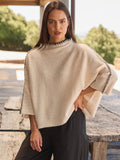 Contrast Stitch Detail Knit - Black & Cream