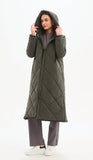 Longline Zip Hem Coat - Black & Steel