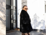 Faux Fur Coat - Black & Oat