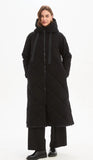 Longline Zip Hem Coat - Black & Steel