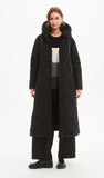 Longline Zip Hem Coat - Black & Steel