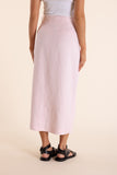 Linen Midi Skirt - Natural & Pink Rose