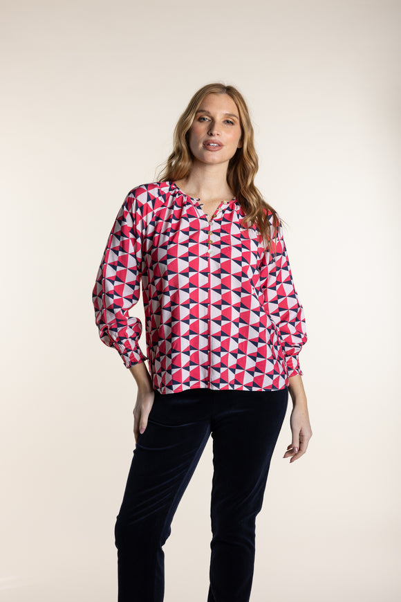 Triangle Print Top in Paradise Pink