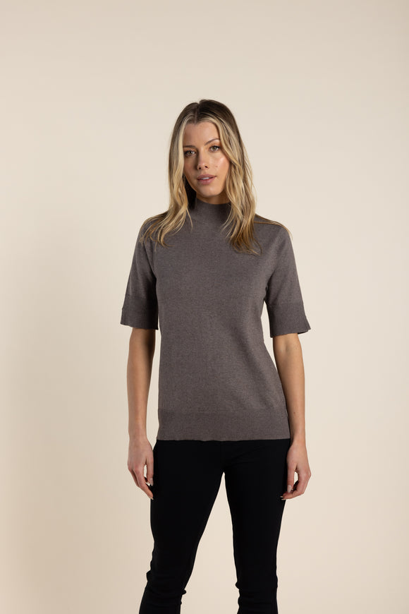 Mock Neck Knit Top - Clove