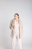 Faux Fur Coat - Black & Oat