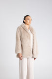 Faux Fur Coat - Black & Oat
