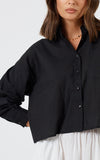 Xenia Cropped Shirt - Black & White