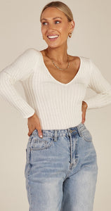 Adela V Neck Top - White