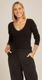 Adela V Neck Top - Black