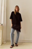 Arlo Jersey Lace Tee - Black