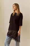 Arlo Jersey Lace Tee - Black