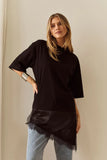 Arlo Jersey Lace Tee - Black