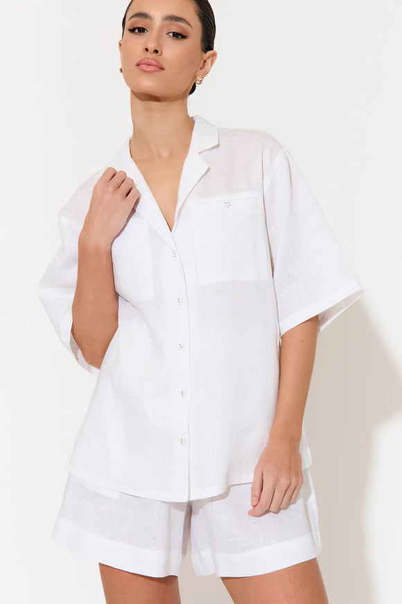 Aspen Linen Short Sleeve Shirt - White