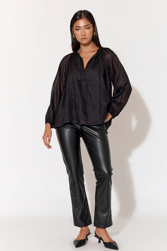 Aubrie Panelled Ramie Top - Black