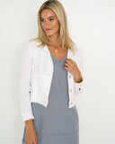 Bella Linen Jacket - Natural & White