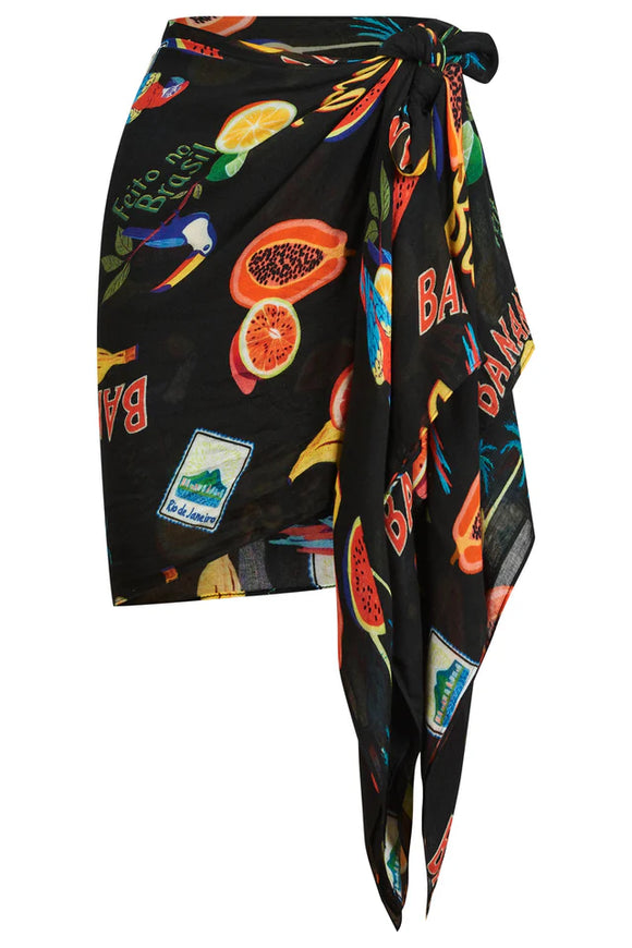 Cabana Sarong - Coral & Black