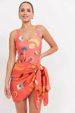 Cabana Sarong - Coral & Black