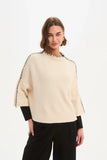 Contrast Stitch Detail Knit - Black & Cream