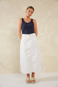 Dalton Denim Skirt - Indigo & White