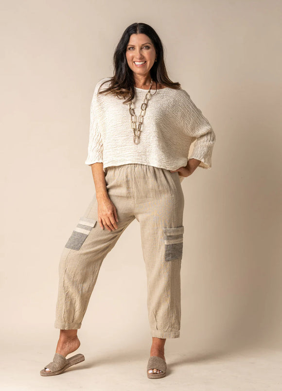 Elara Linen Top - Cream