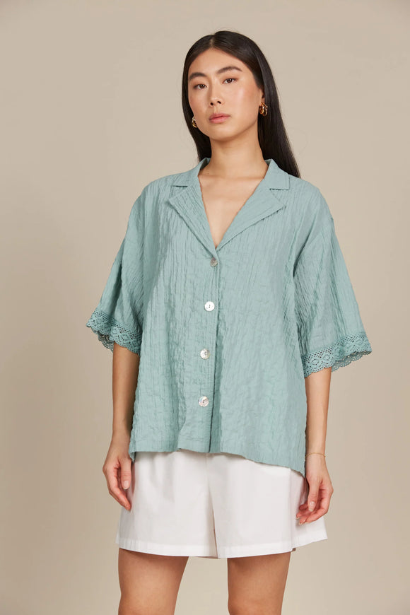 Fleur Shirt - Seafoam & Graphite