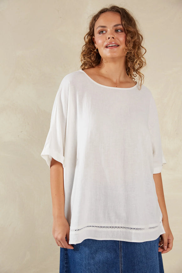 Florence Relaxed Top - Bianco & Espresso