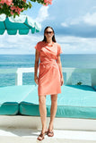 Francia Tie Dress - Coral & Caramel