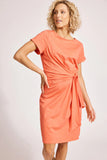 Francia Tie Dress - Coral & Caramel