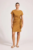 Francia Tie Dress - Coral & Caramel