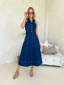 Harper Halter Denim Dress