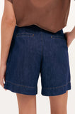 Hayden Pleated Denim Short - Dark Denim