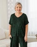 Hazel Top - Green & Brown Leopard