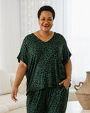 Hazel Top - Green & Brown Leopard