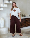 Iluka Pants -Chocolate & Red