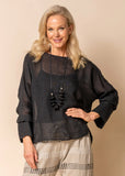 Janet Linen Top - Onyx