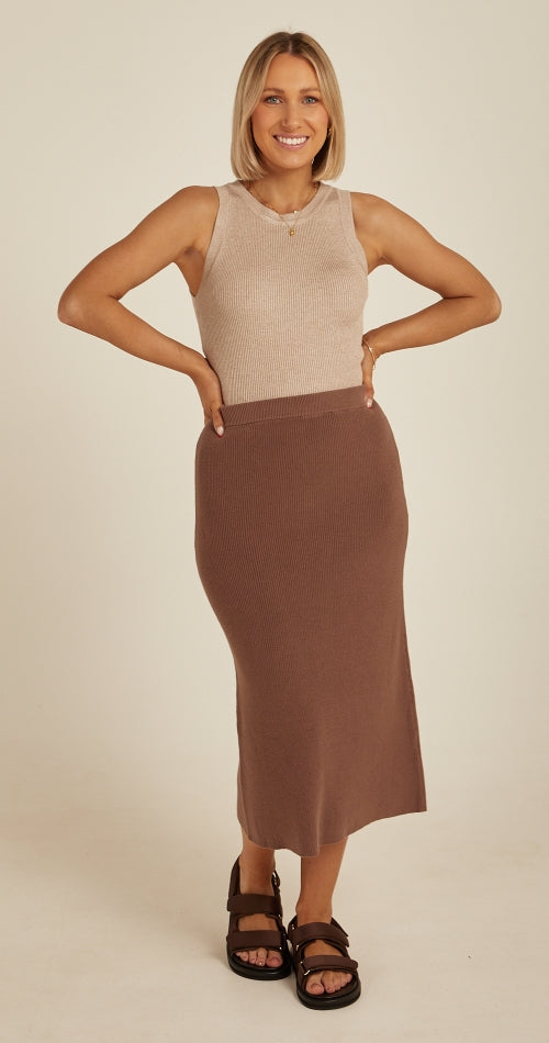 Jasper Knitted Skirt - Cocoa