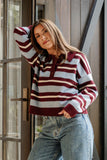 Stefi Knit - Wine Blue Stripe