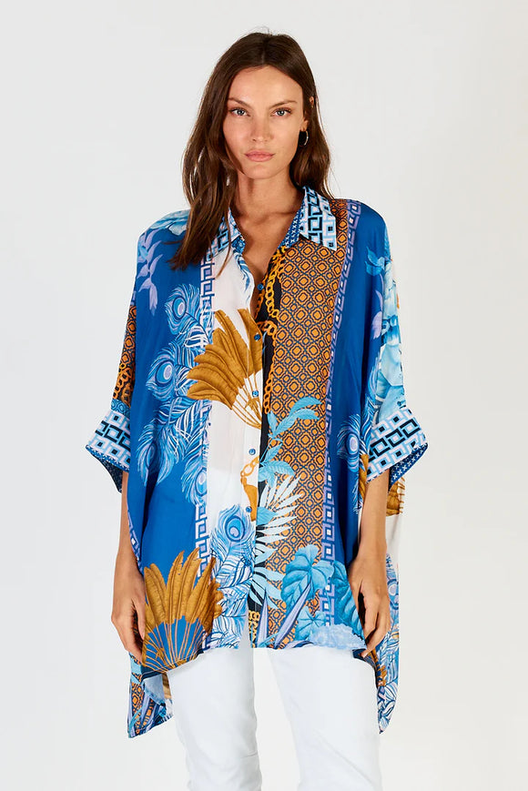 Ravello Kaftan Shirt - Azure